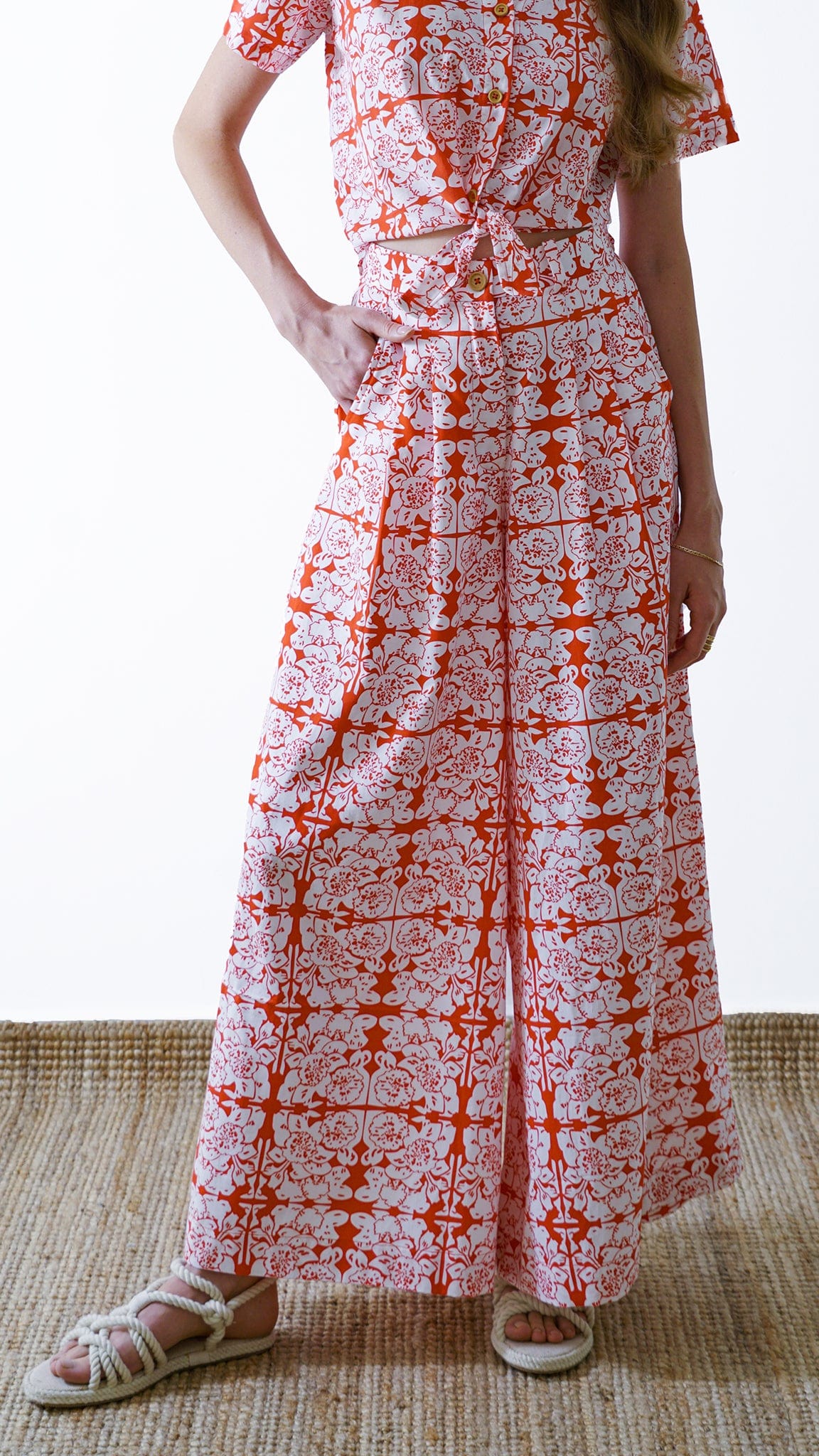 Red Floral Palazzo Pants – Vino Supraja Dubai