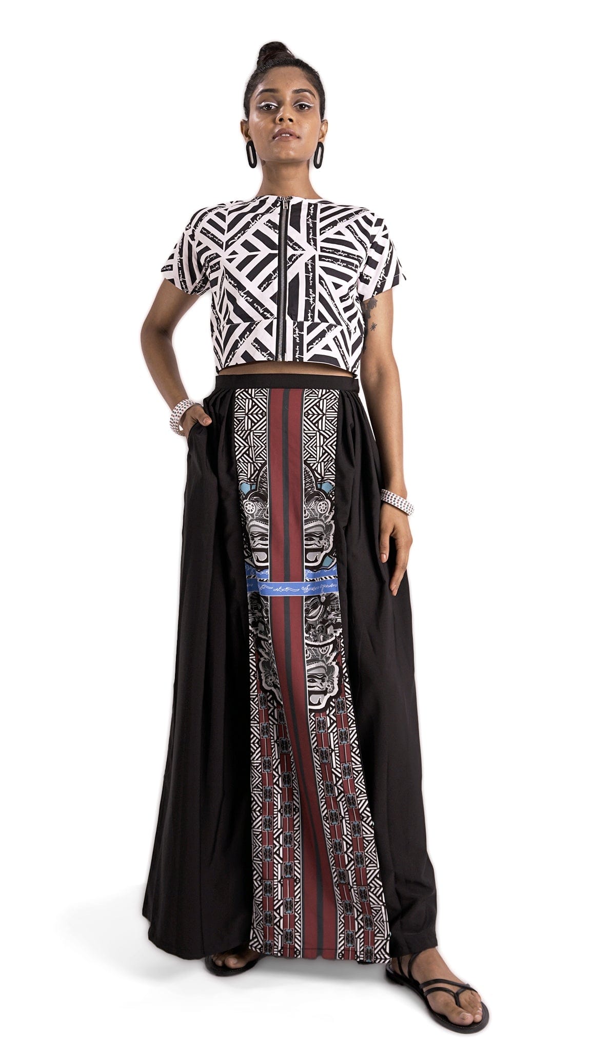 Purisai skirt recycled textile central panel Therukoothu inspired Vino Supraja Atelier