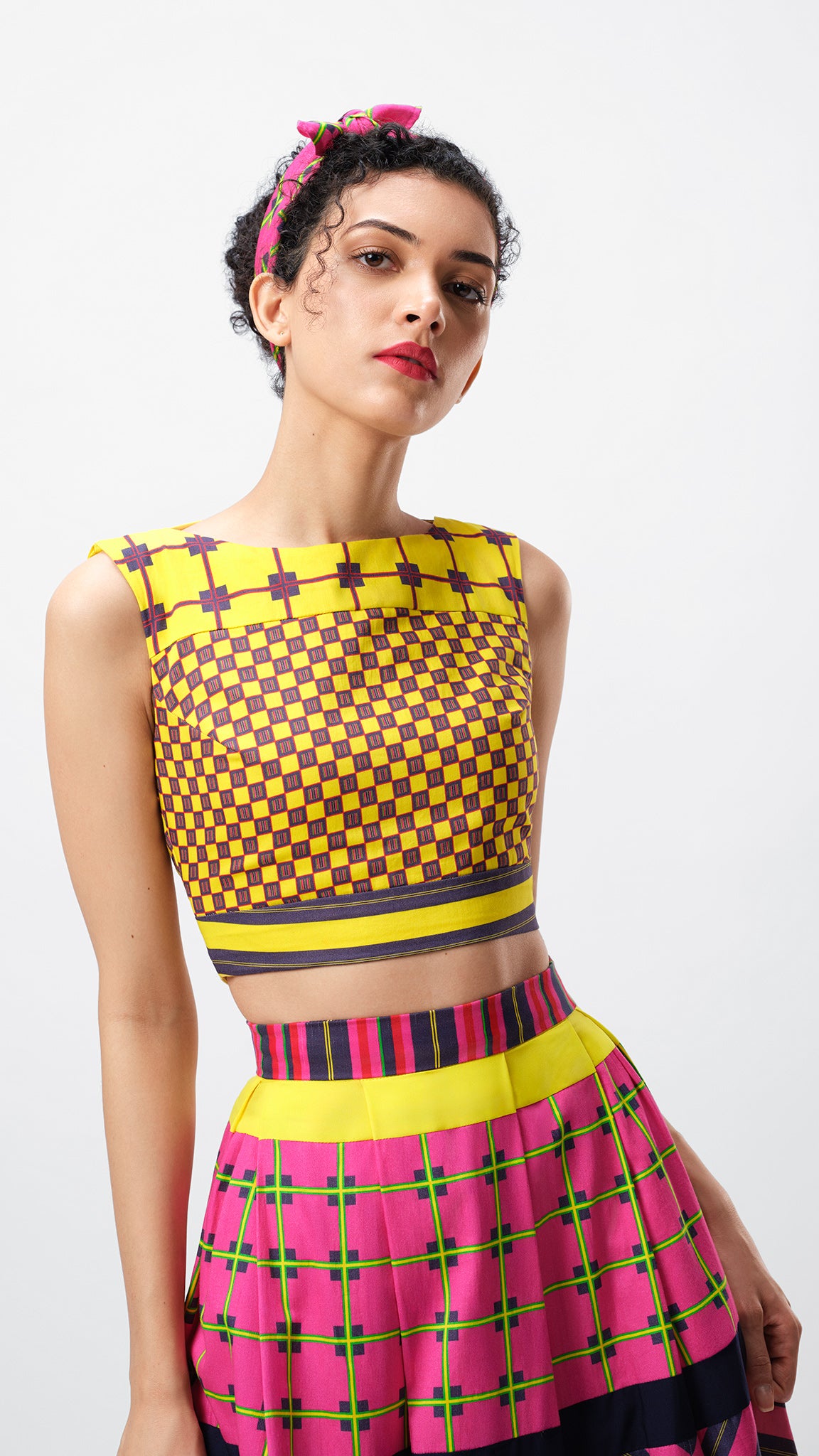 The Mosaic Crop Top by Vino Supraja – Organic Cotton Inspired by Bhavani Jamakkalam | London Fashion Week 2025 | Sustainable Fashion UAE