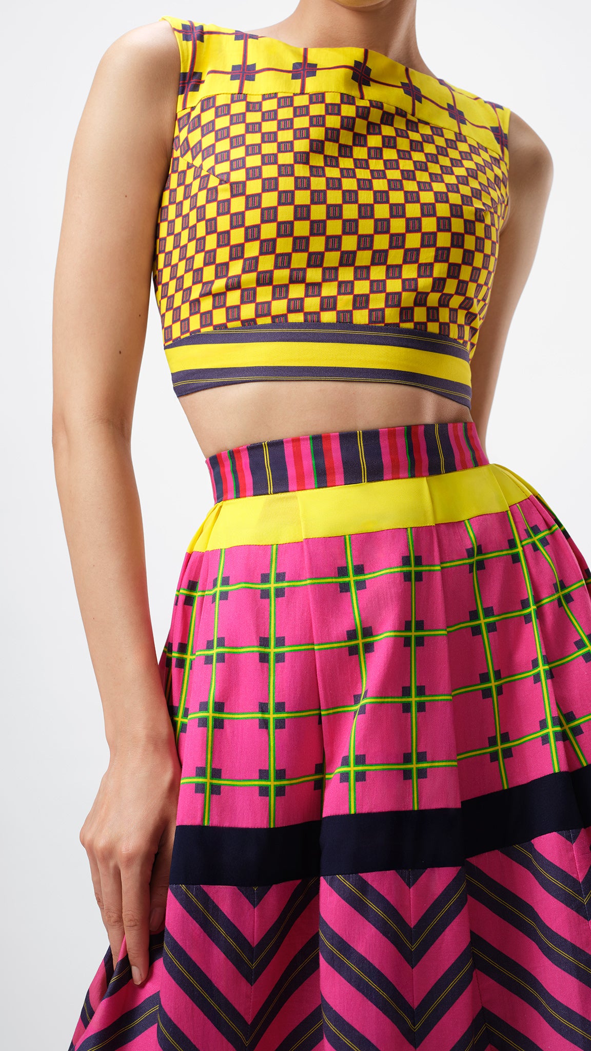 The Mosaic Crop Top by Vino Supraja – Organic Cotton Inspired by Bhavani Jamakkalam | London Fashion Week 2025 | Sustainable Fashion UAE