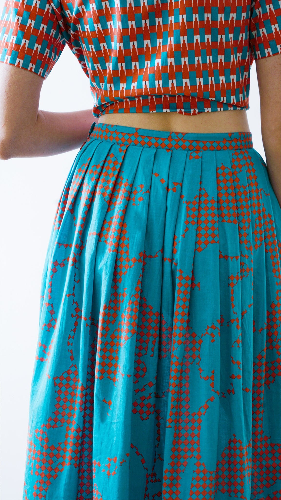 Vino Supraja Sustainable ethical fashion UAE Dubai SKIRTS Blue Floral Long Skirt