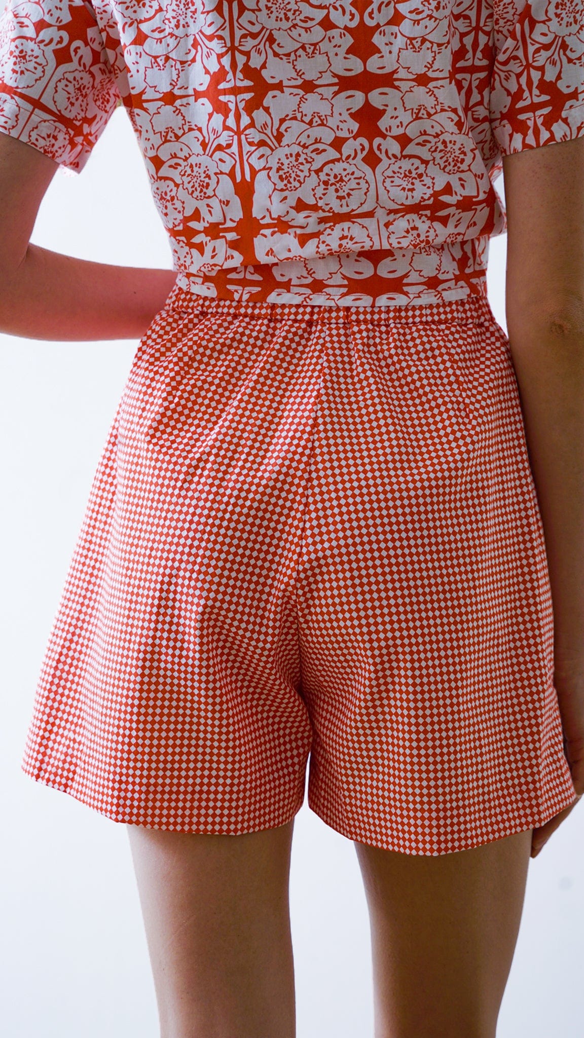 Vino Supraja Sustainable ethical fashion UAE Dubai Shorts Red Checkered Shorts