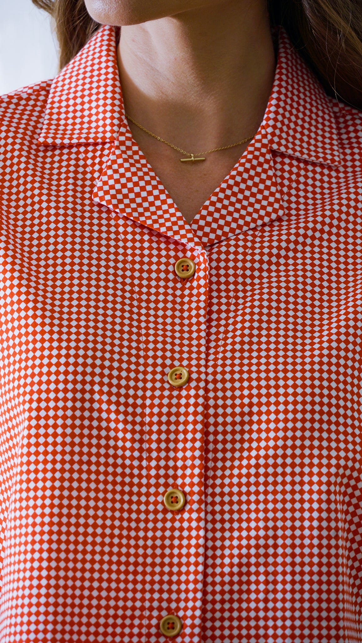Vino Supraja Sustainable ethical fashion UAE Dubai TOPS Red Checkered Shirt