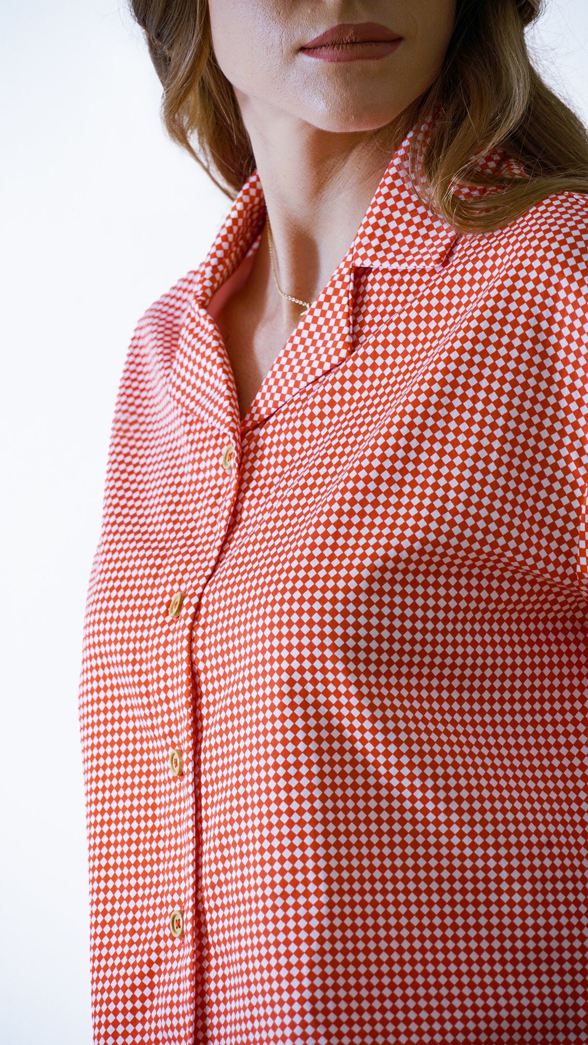 Vino Supraja Sustainable ethical fashion UAE Dubai TOPS Red Checkered Shirt