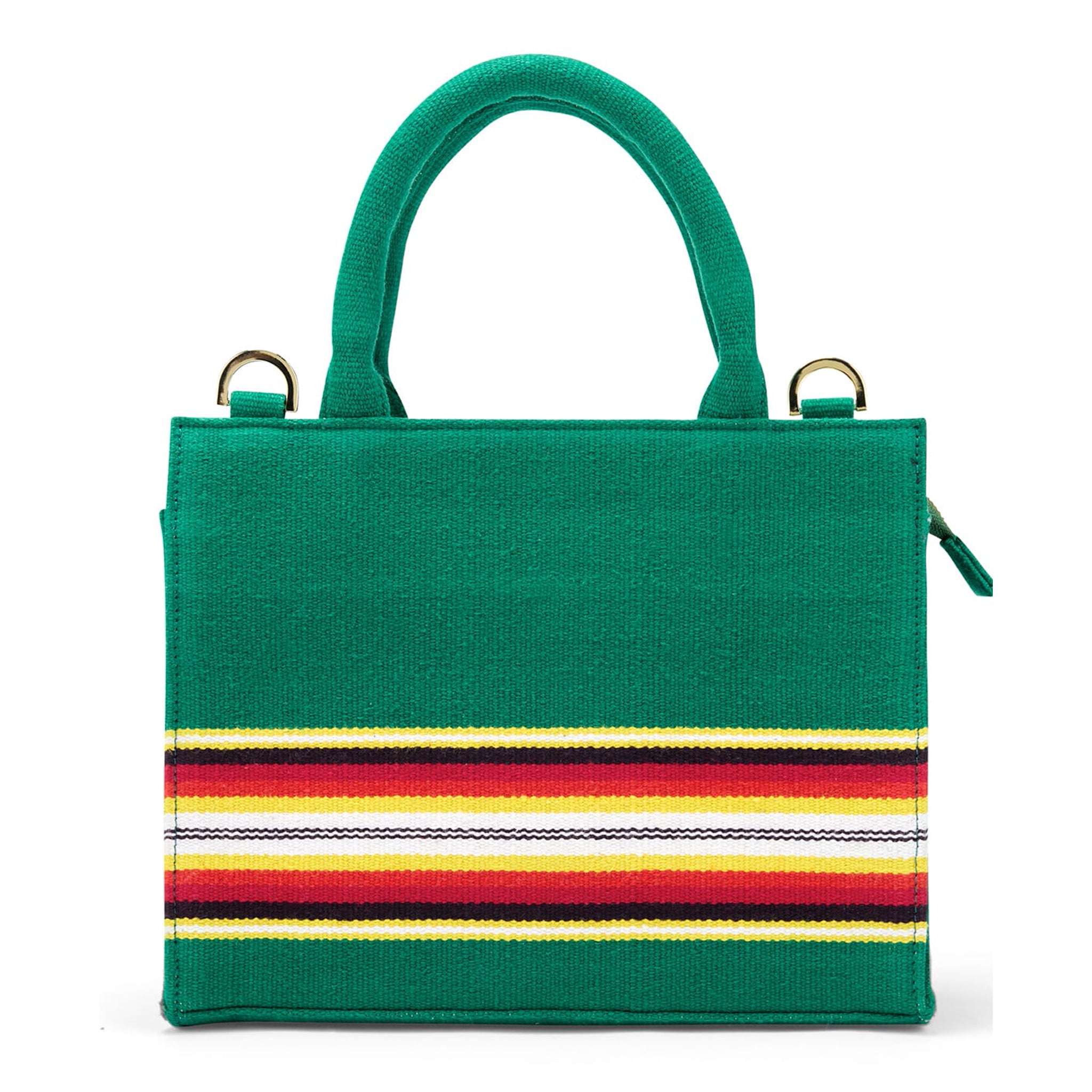 Sustainable mini tote bag by Vino Supraja made from GI-tagged Bavani handwoven textile-GR BK