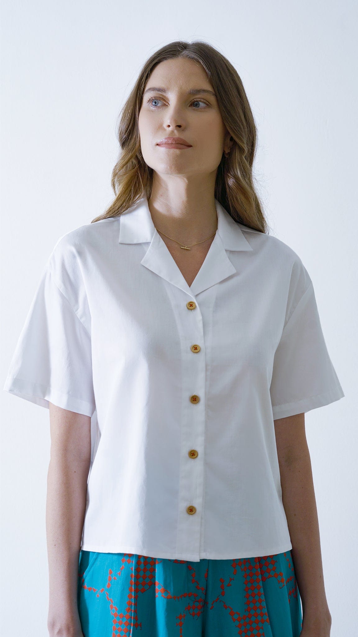 Vino Supraja Sustainable ethical fashion UAE Dubai TOPS White Casual Cotton Shirt