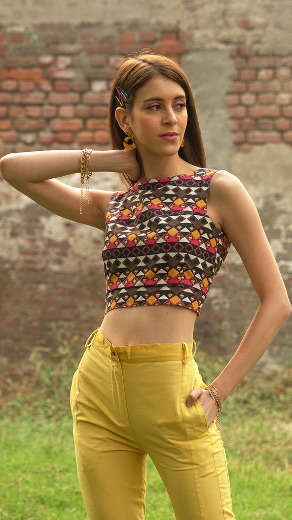 sustainable statement style multicolour crop-top
