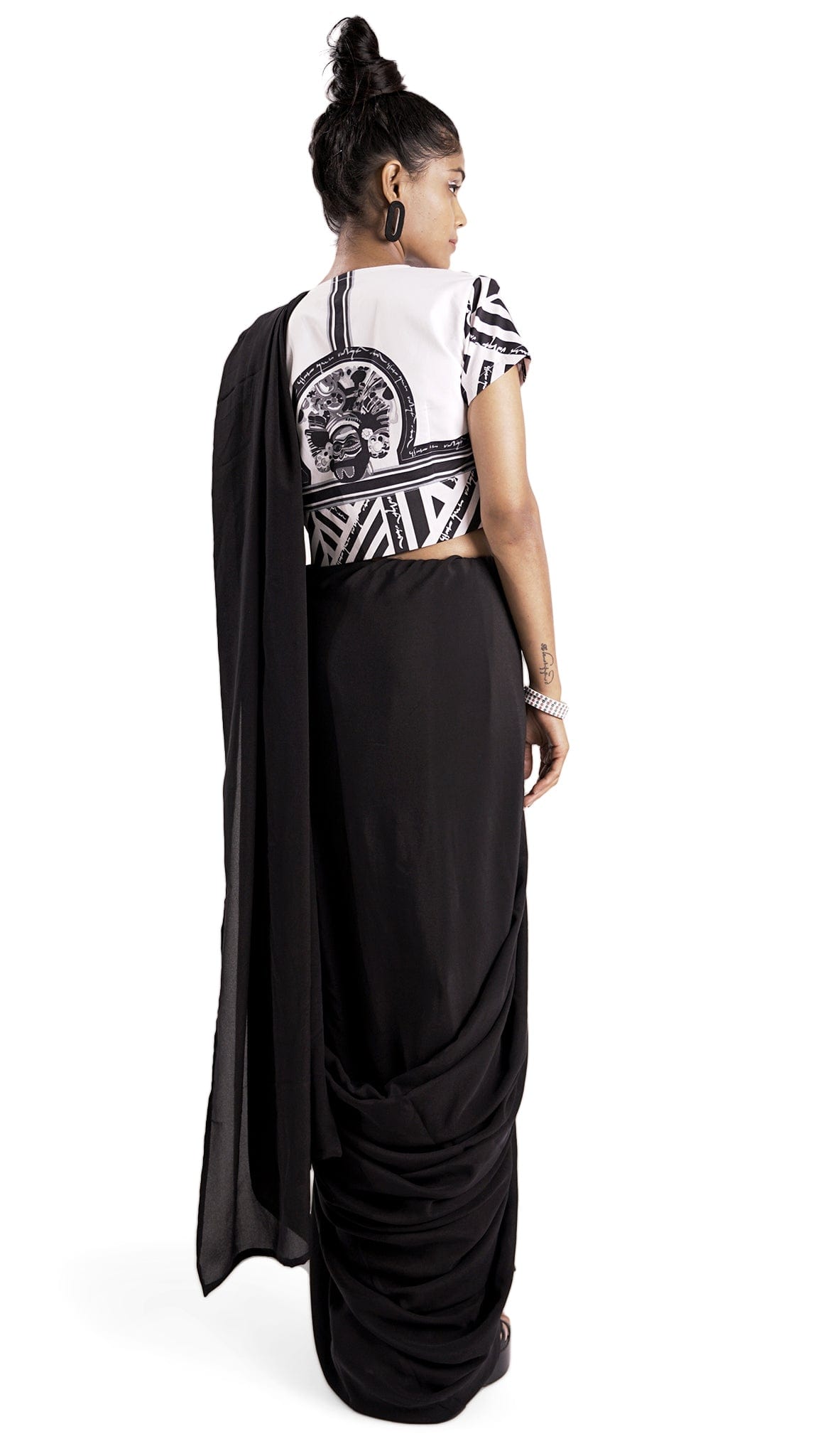 Purisai crop top Therukoothu motif handwoven cotton Vino Supraja Atelier