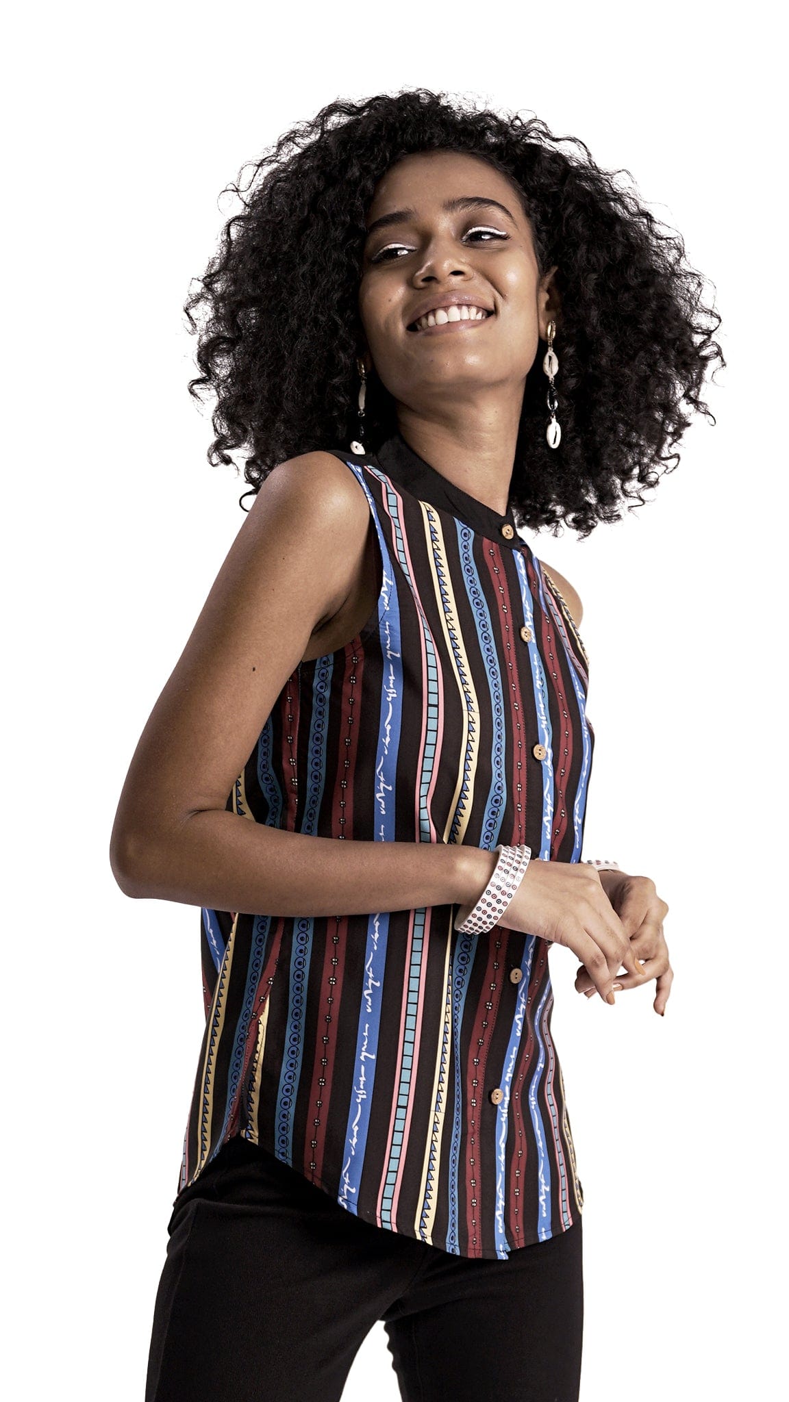 Purisai shirt recycled textile Therukoothu stripe pattern Vino Supraja Atelier